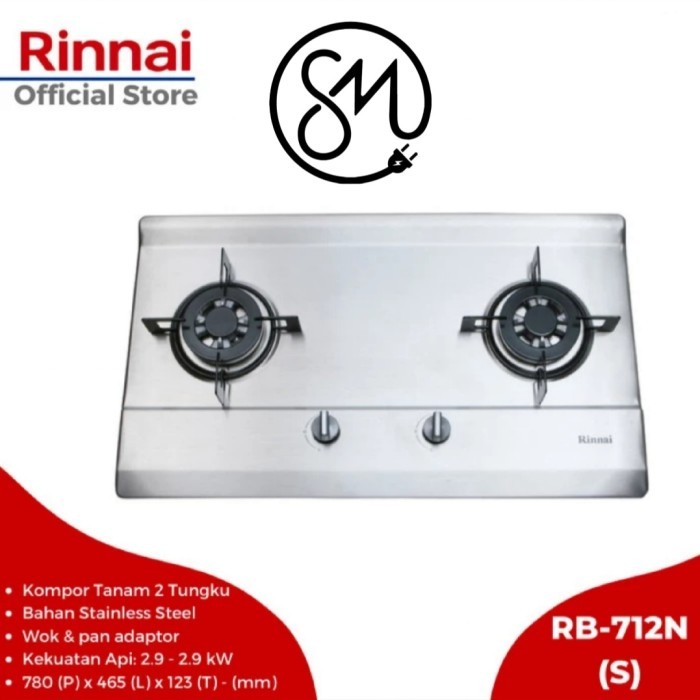 Kompor Gas Tanam Rinnai RB-712N(S) Stainless