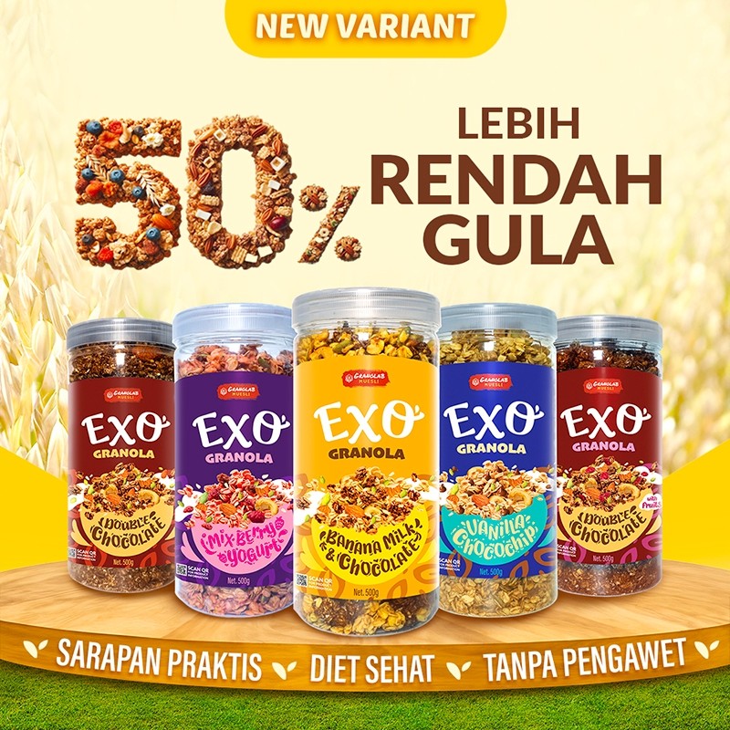 

GRANOLAB EXO Granola 500gr | Granolab Muesli Oat Cereal Breakfast and Snacking