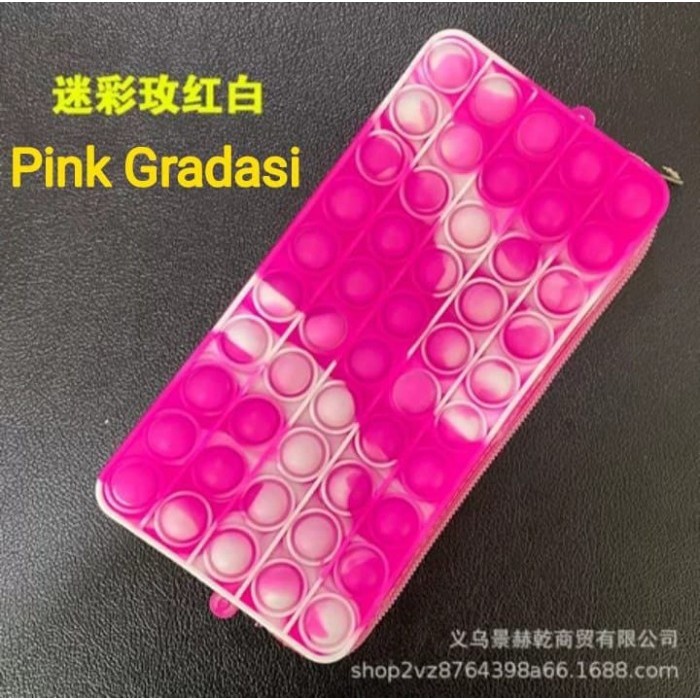 

[New]Promo Ready stock Pop It Pencil Case Silicone-Kotak Pensil Pop It - PINK GRADIASI