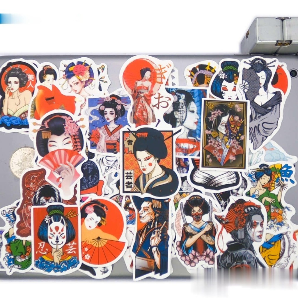 

50PCS Japan Ukiyo-e Painting Art Pattern Waterproof Sticker for Laptop Phone Suitcase Skateboard Bike Motorcycle Car Sticker Toy