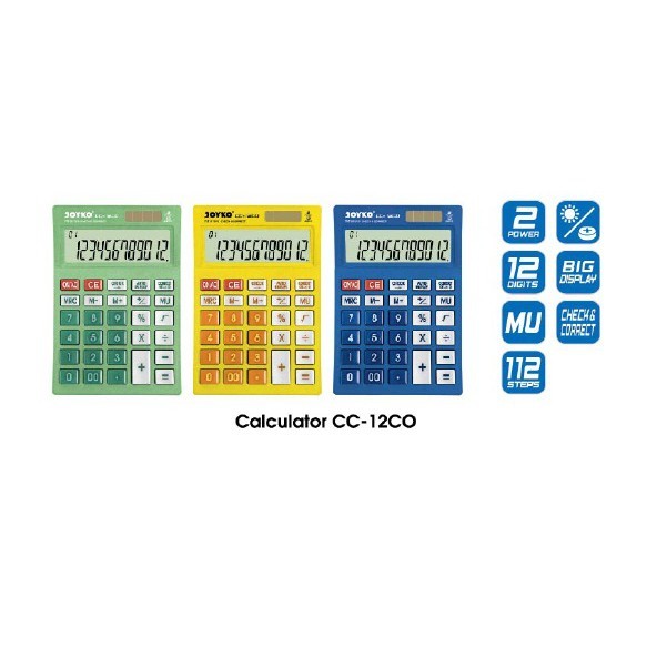 

Calculator Kalkulator Joyko Cc-12Co 12 Digits Check Correct