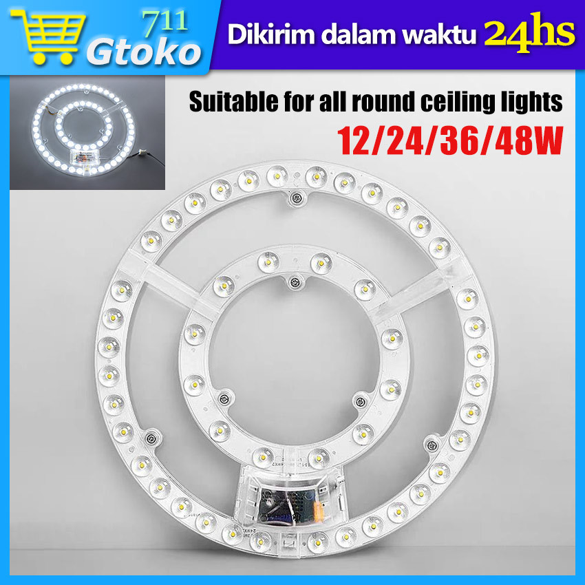 Lampu LED TL Ring Bulat Modul Lampu Plafon Pengganti Warna Putih 12 24 36 48 Watt