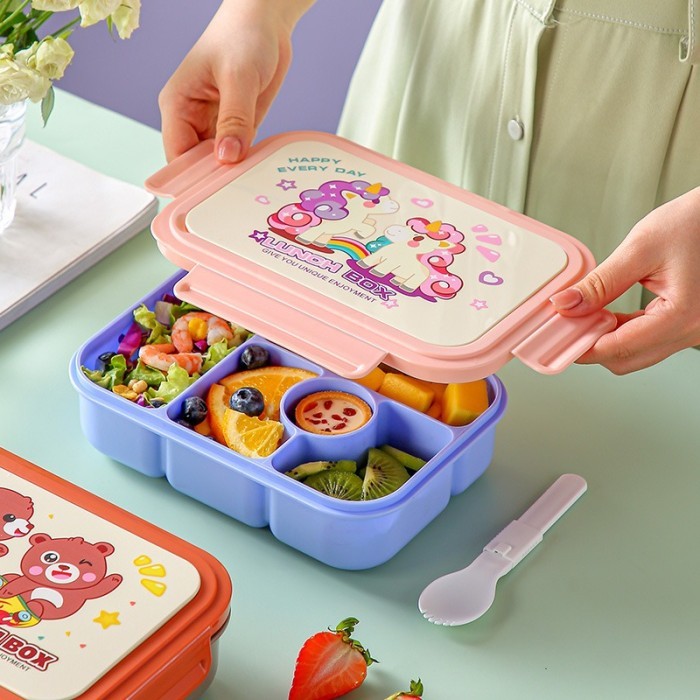[LOGU] Kotak Bekal Makan anak Bear & Unicorn, Kotak makan bersekat