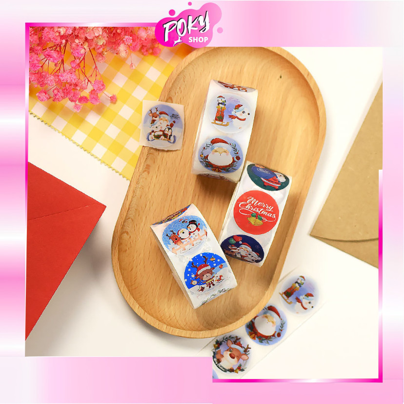 

POKY - 6464 Stiker Label Hampers Natal / 1 Roll 500 PCS Stiker Kado