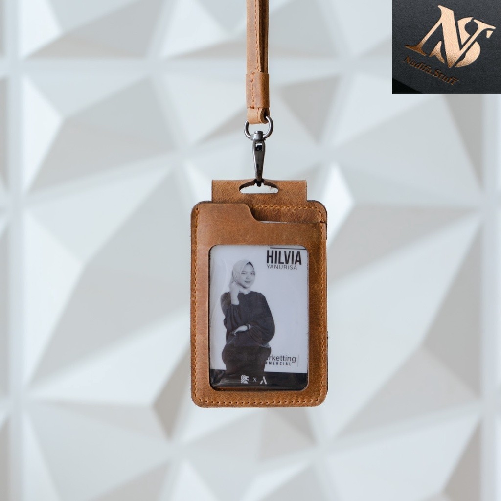 

PROMO TERMURAH!! / Alona Leather Id card Name Tag Kulit Sapi Asli Berly landyard Papan Nama Model Kalung