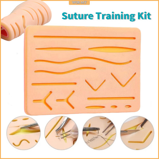 WORMY Model Kulit Silicone Pad Sutura Jahit Luka Media Wound Suture Heating Medical Kit Practice Ski