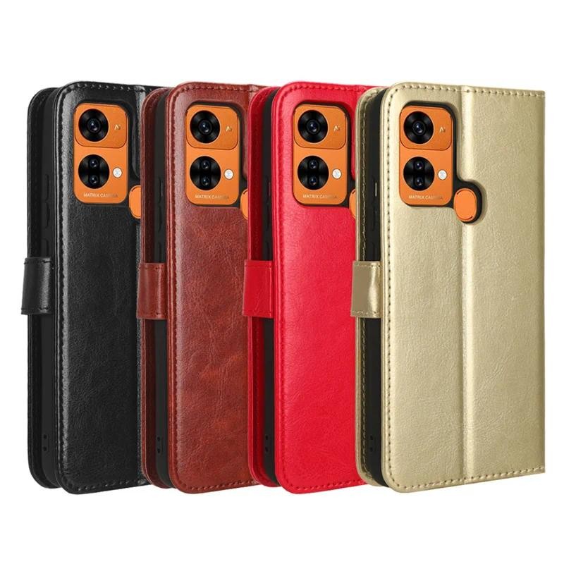 Flip casing Oukitel C33 Wallet cover High-grade fleece Car Slot Flip case Leather Stand Holder HandP