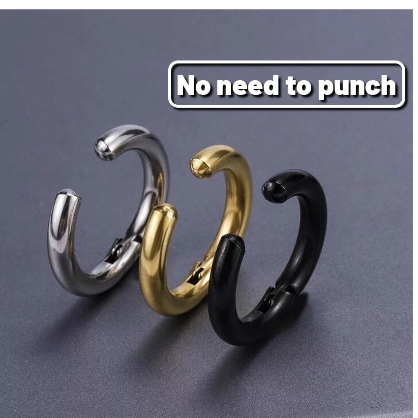 Anting-anting jepit bundar tanpa tindik pria dan wanita, anting-anting jepit Korea tanpa tindik pria