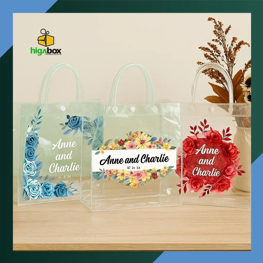 Tas Mika Bridesmaid Bening Transparan / Tas Mika Custom Souvenir Wedding / Tas Kain Bridesmaid / Tas