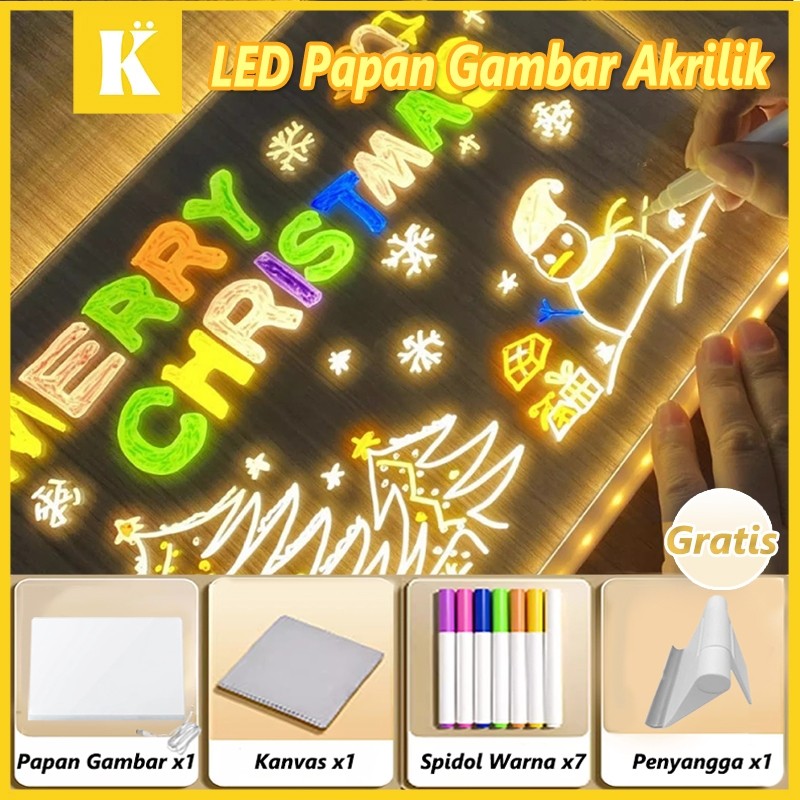 

Keeppley Acrylic Planner LED Aesthetic Akrilik Drawing Papan Night Light Lukisan Transparan BoardCO