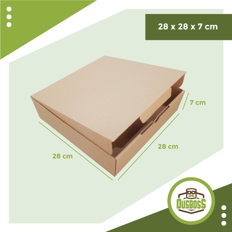 

Kardus Uk. 28 x 28 x 7 cm.. ..Die Cut kotak Kue, snack -aksesoris-dll model box pizza