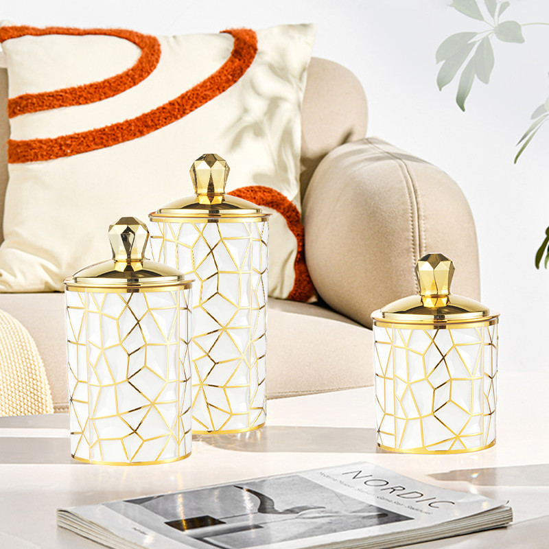 3pcs Toples Set Emas Mewah Toples Kedap Udara Besar Aesthetic Toples Kue Kering Toples Hari Raya Top