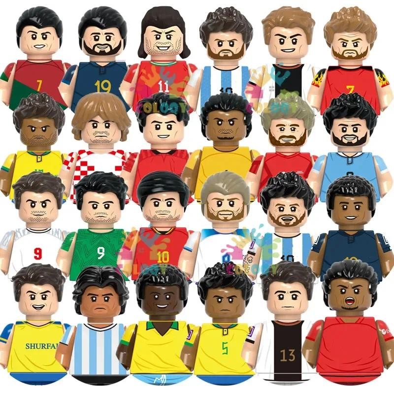 Kids Toys Football Stars Building Blocks Sport Player Bailey Messi Ronaldo Mini Action Figures Toys 