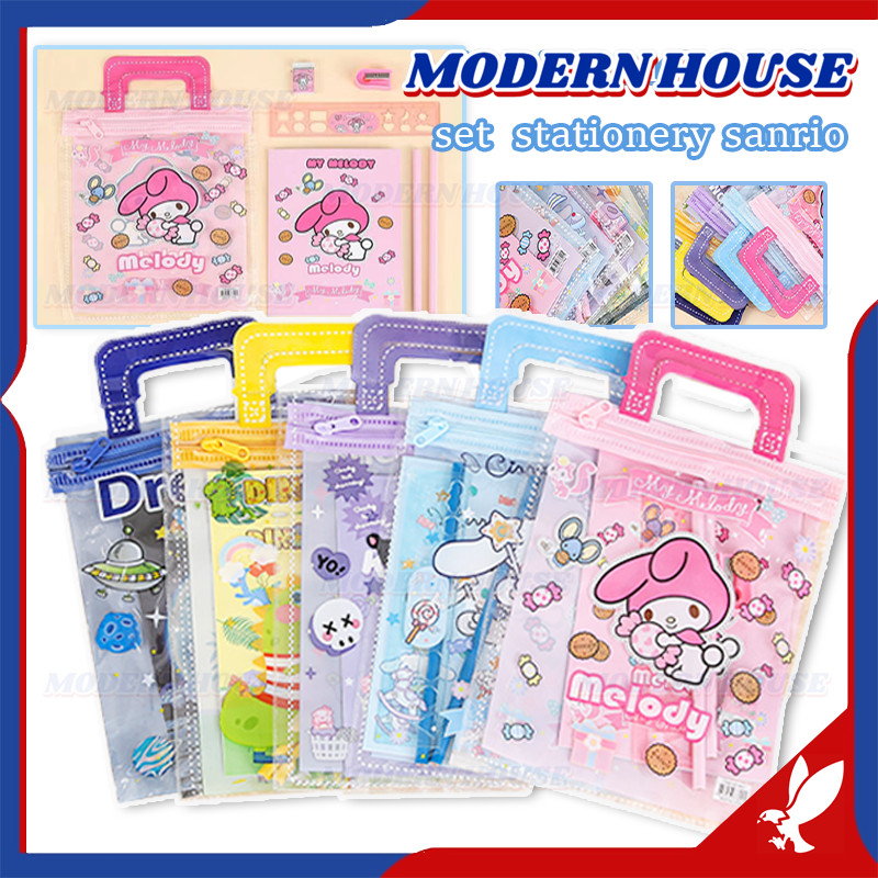 

Set ATK Alat Tulis 6in1 Karakter Kuromi Melody Morol Space Murah Lucu Pouch Set Stationery Hadiah Anak