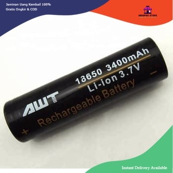 Baterai 18650 vape rokok elektrik senter swat AWT