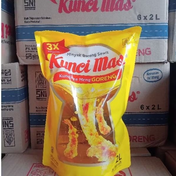 

New MINYAK GORENG KUNCI MAS KEMASAN 2 LITER ISI 6 ( 1 DUS), ISI 3 (1/2 DUS)Premium