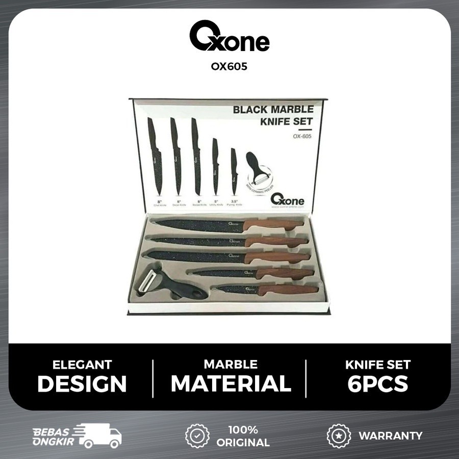 Pisau Set Oxone OX 605 Black Marble Knife Set Isi 6 Pisau Oxone 605 Knife Set Oxone