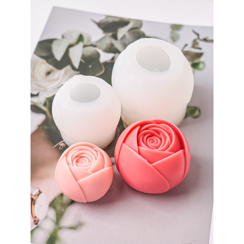 

DIY Rose Ball Scented Candle Silicone Mold DIY Flower Chocolate Cake Handmade Soap Making Plaster Resin Mould Home Decor Gifts
