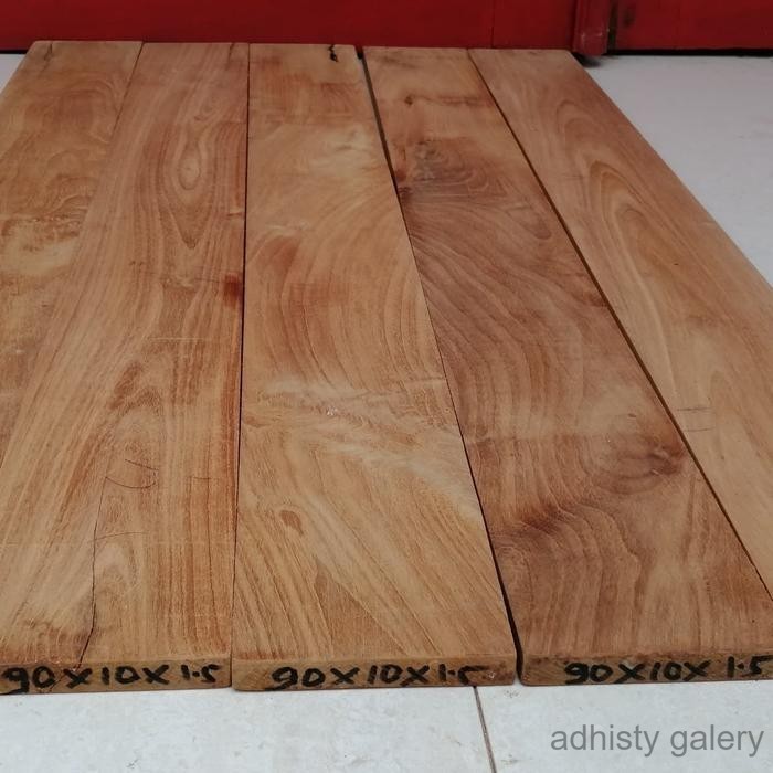 Papan Kayu Jati Asli 90X10X1.5CM