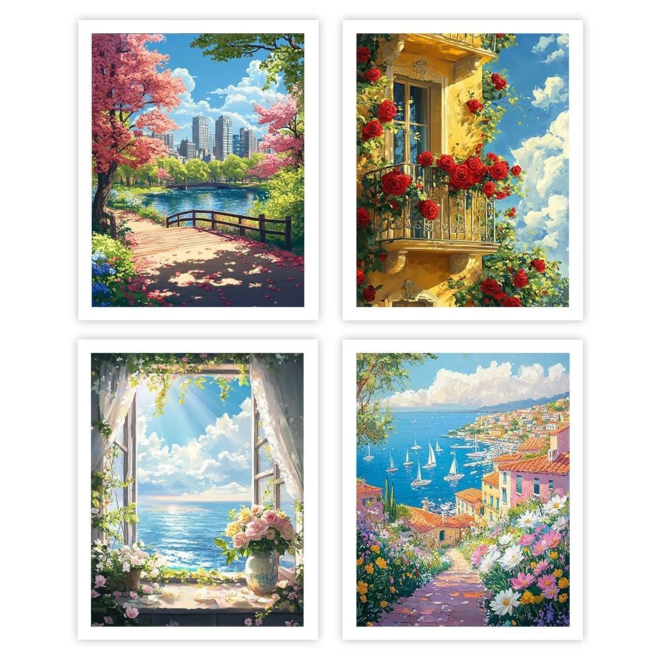 

GATYZTORY Painting By Number Adults New Flower scenery Oil Framed Wall Art Modern Paint Kit Coloring By Numbers Art Supplies Kit
