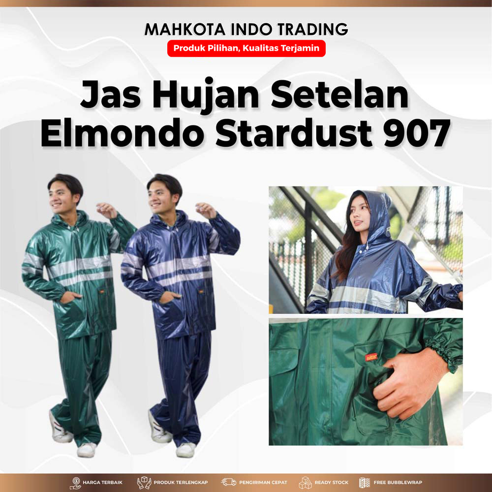 Jas Hujan ELMONDO 907 Tebal Karet Awet Jaket Celana