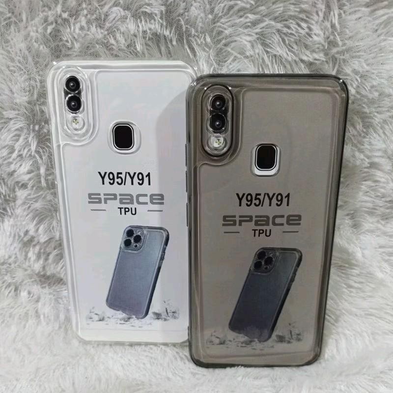 Softcase Clear Black Vivo Y91/Y95 Softcase Bening Casing Clear Hitam Transparant Space TPU