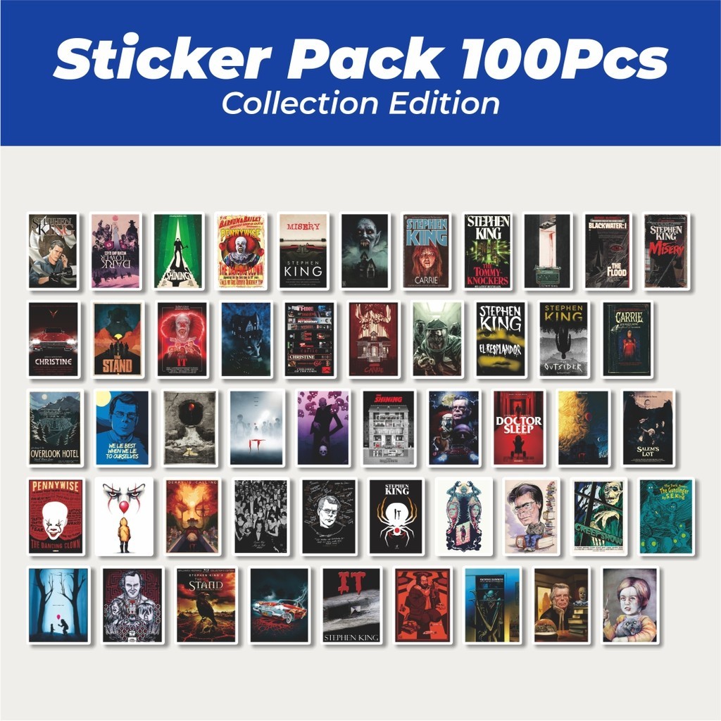 

Hot Stiker Poster Film/Novel Karya Stephen King Lucu Anti Air Stikers Berperekat Waterproof Sticker Decal Buat Motor Helm Buku Journal Koper Casing HP Laptop Botol Minum