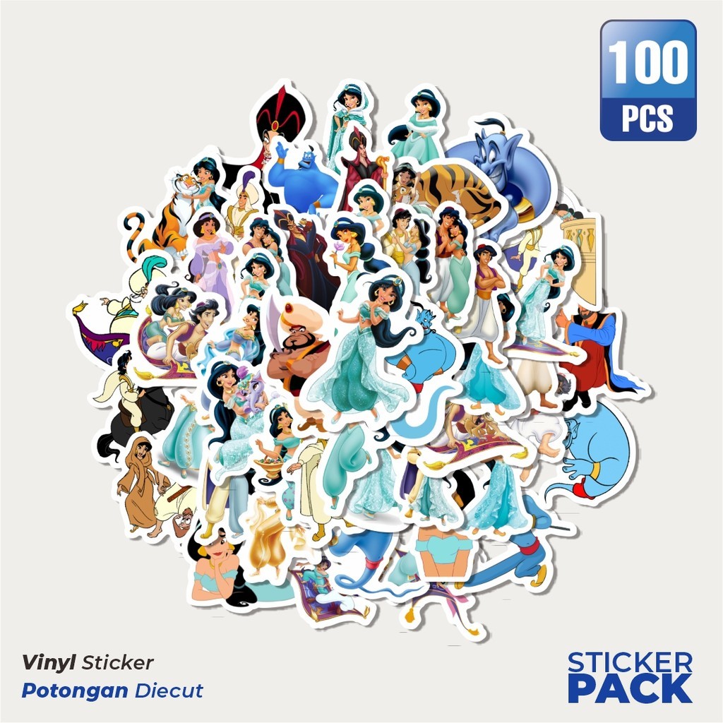 

Stiker Vinyl Sticker Kartun Aladdin Sticker Waterproof Aesthetic- Untuk Laptop, Motor, dan Helm - Paper Stationery Pack