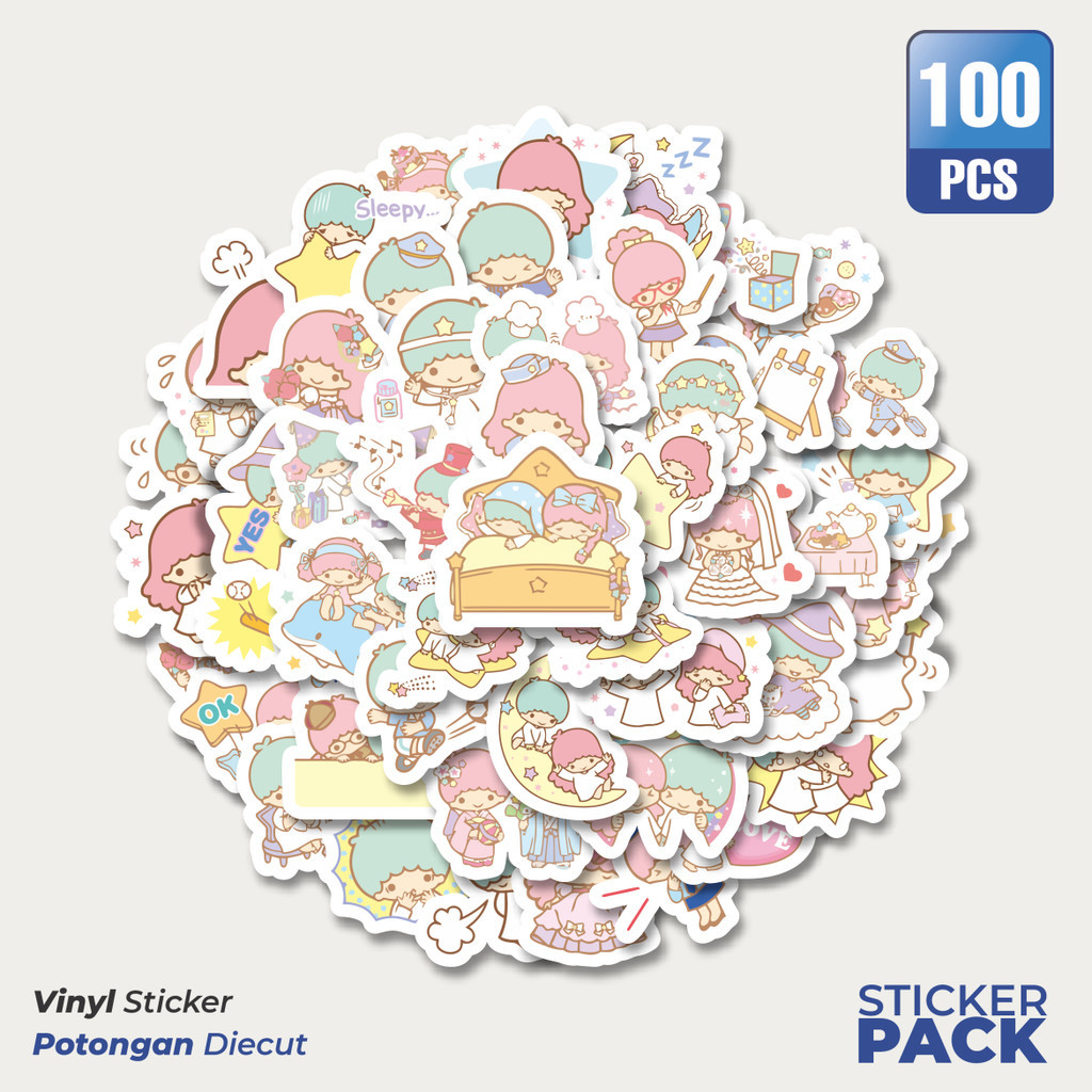 

Stiker Vinyl Stiker Kartun Twin star Versi 1 Waterproof Aesthetic- Untuk Laptop, Motor, dan Helm - Paper Stationery Pack