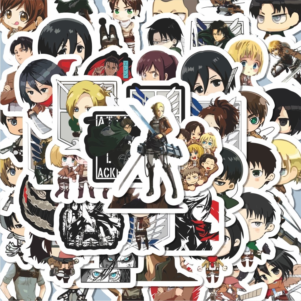 

100PCS Lucu Stiker Anime Attack On Titan Stiker Aesthetic Stiker Anti Air Stikers Berperekat Waterproof sticker decal buat Motor Helm Buku Journal Koper Casing HP Laptop Botol Minum Hadiah anak