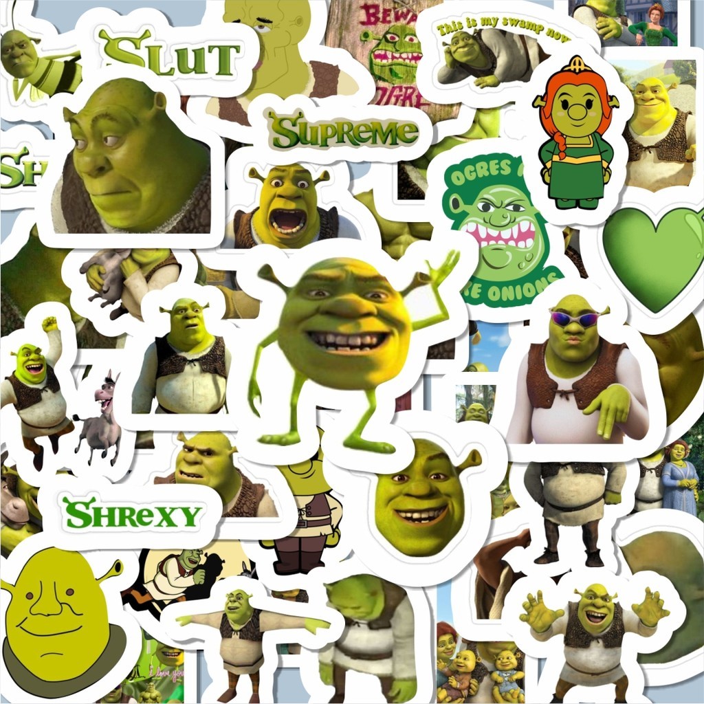 

100PCS Lucu Stiker Kartun Shrek Stiker Aesthetic Stiker Anti Air Stikers Berperekat Waterproof sticker decal buat Motor Helm Buku Journal Koper Casing HP Laptop Botol Minum Hadiah anak