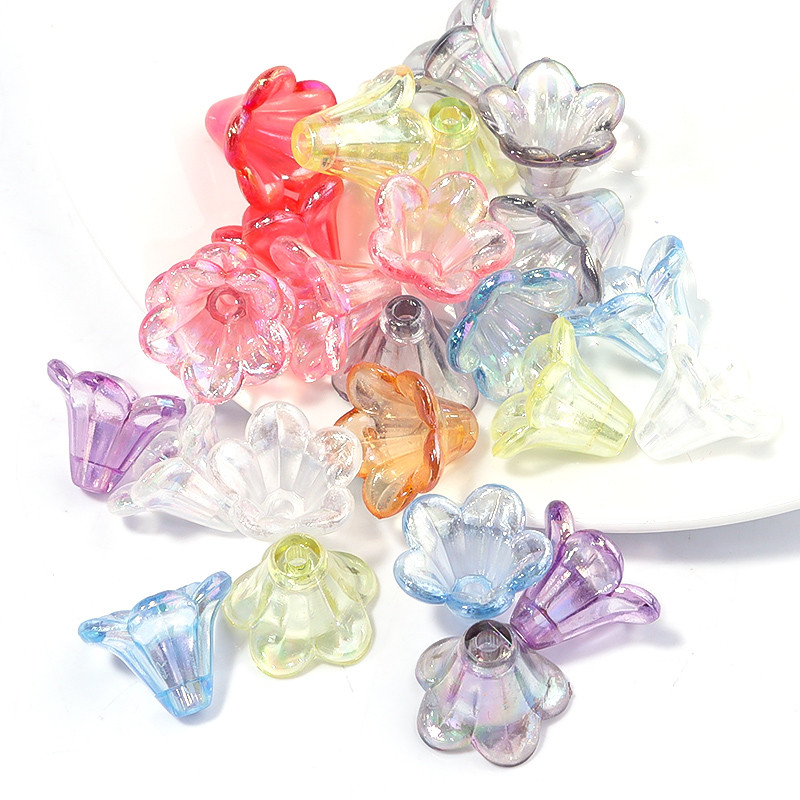 

100pcs/lot Colorful Acrylic Beads Flower Leaf Beads Caps Loose Spacer Beads For Jewelry Making DIY Bracelet Necklace Accessorie