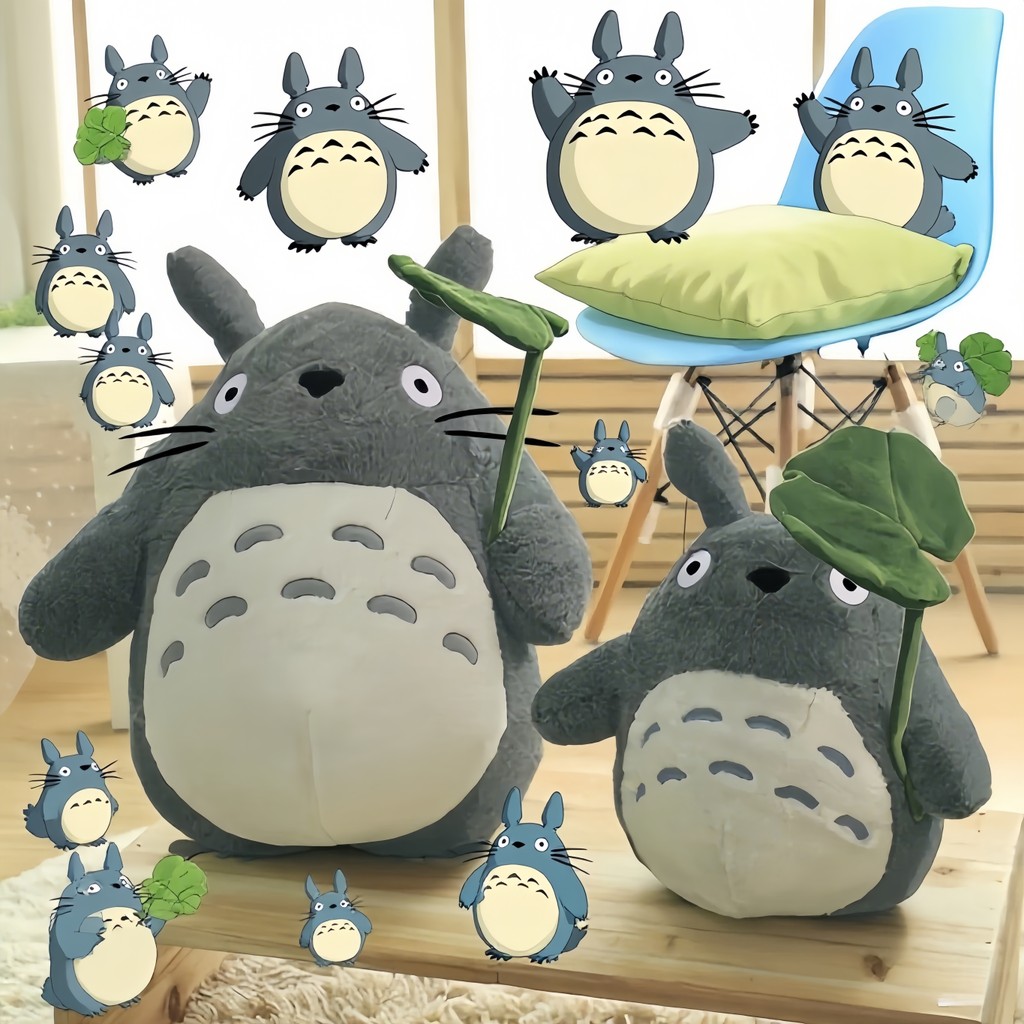 lotus leaf Totoro Plush Toy Stuffed Movie Anime Totoro Lotus Leaf Plushies Throw Pillow Sofa Bed Roo