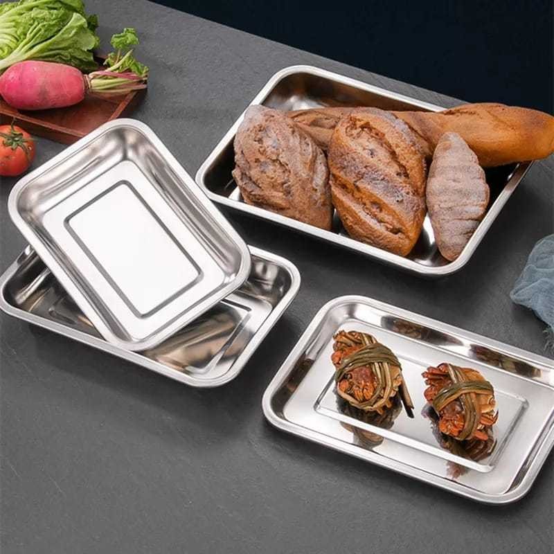 NAMPAN-SEGI Nampan Stainless steel Tempat Makanan Baking Tray Nampan Tinggi Baki Tebal Besar