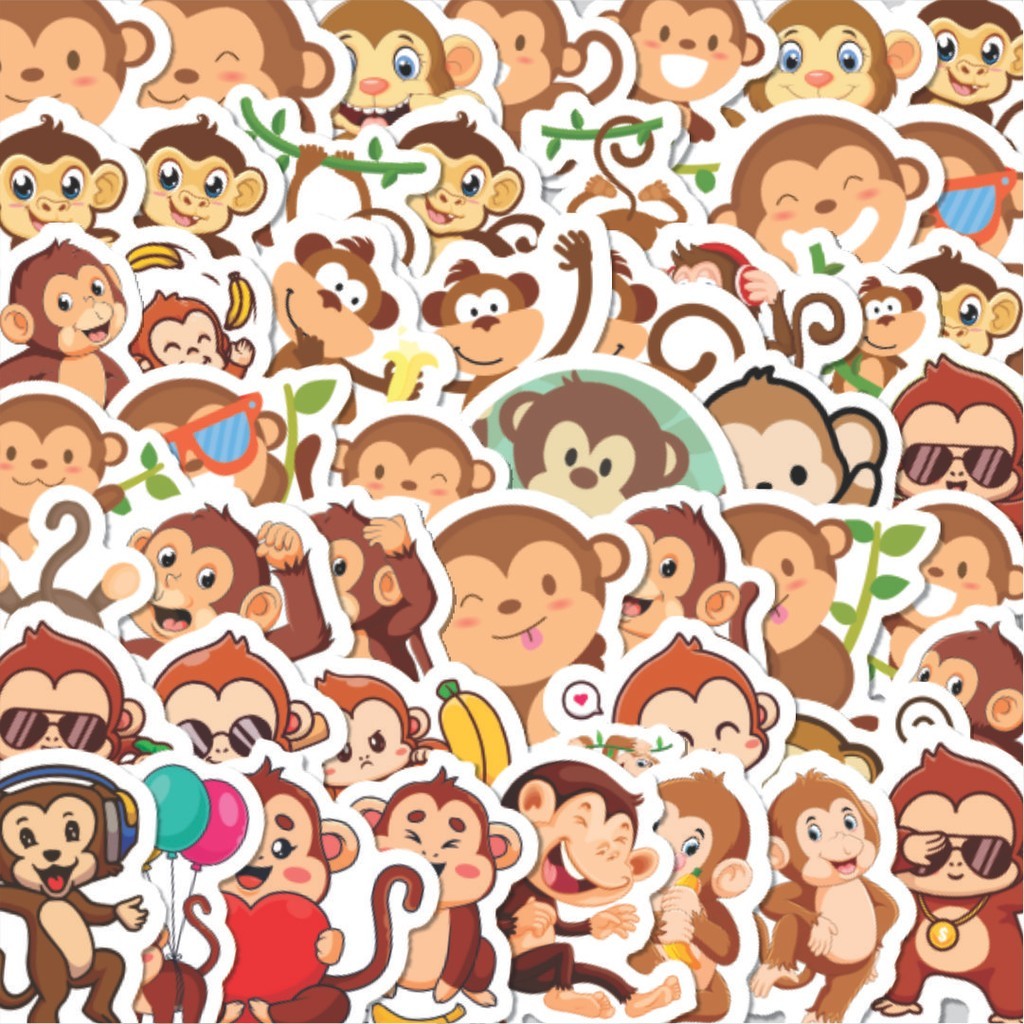 

Stiker Cutting Pack Stiker Hewan Monyet Isi 100Pcs Series Aesthetic Lucu Keren Untuk Koper Bahan Vynil