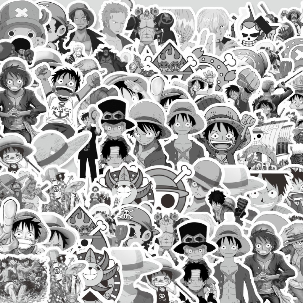 

Stiker Cutting Pack Stiker Anime One Piece B&W Isi 100Pcs Series Aesthetic Lucu Keren Untuk Koper Bahan Vynil