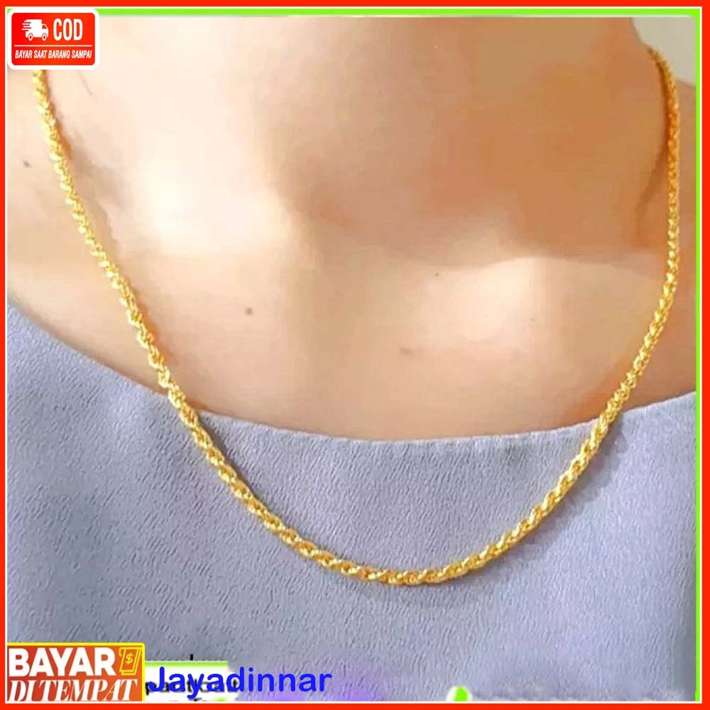 Kalung tambang emas asli 24k gold kadar 900 anti karat ada surat dapat dompet