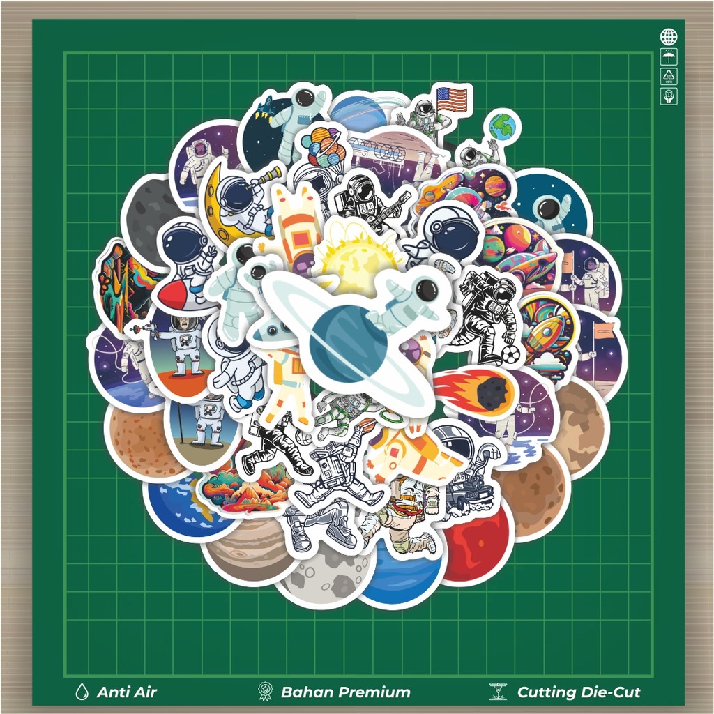 

HOT 50 PCS STIKER Stiker Astronot Luar Angkasa Dekorasi Lucu Kreatif untuk Notebook, Skateboard, HP