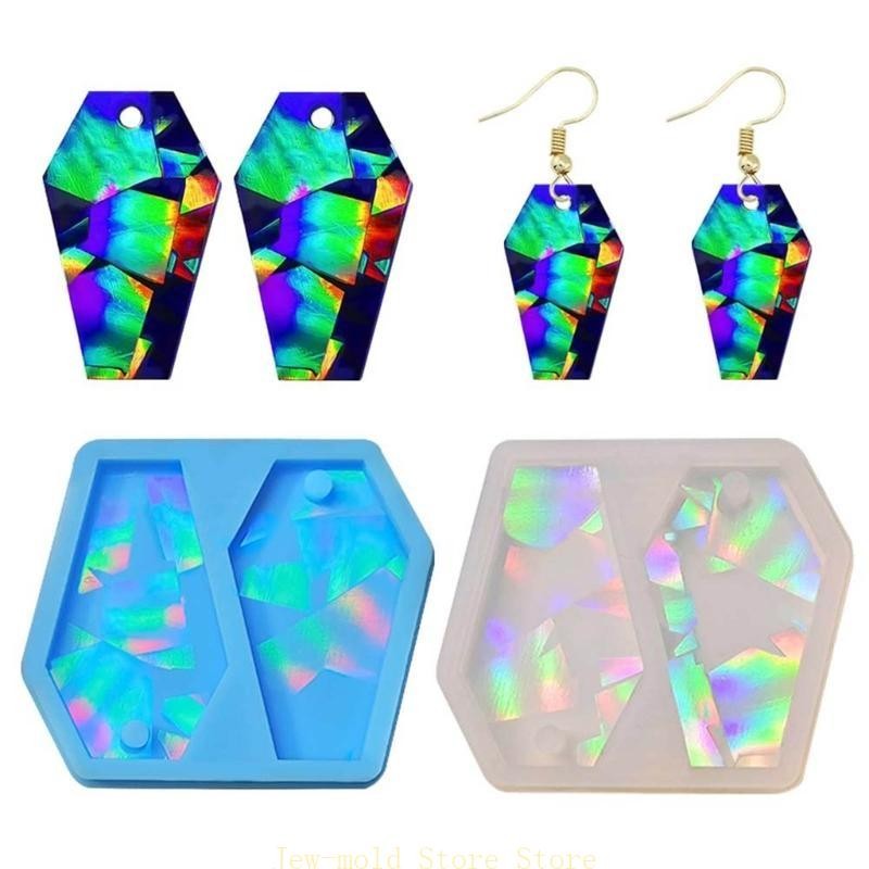 

C71B DIY Crystal Epoxy Resin Silicone Mold Geometric Coffin DIY Earring Keychain Pendant Mould Jewelry Making