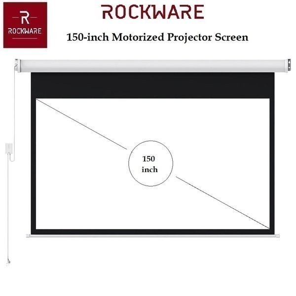 ROCKWARE RW-RSP003 Layar Proyektor Motorized 150 inch Gulung Otomatis