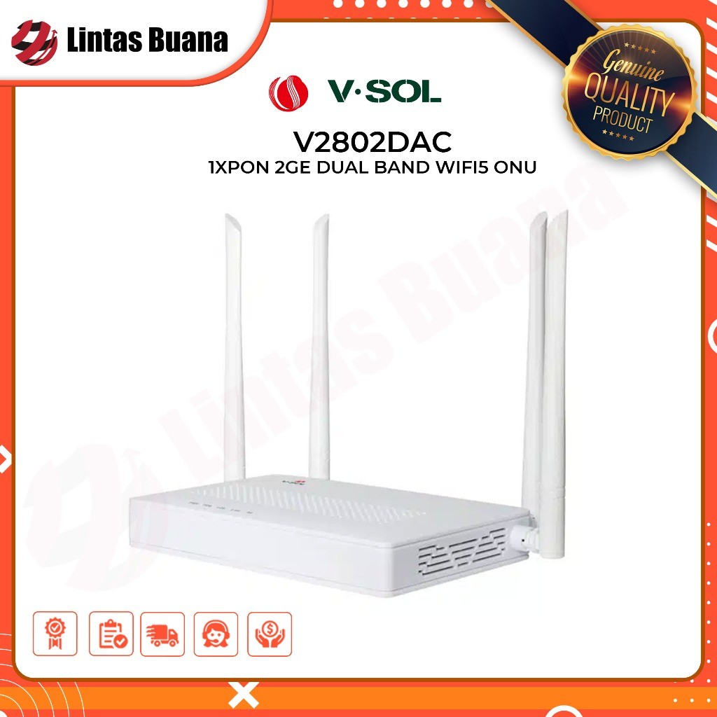 VSOL Xpon ONU V2802DAC 1XPON 2GE DUAL BAND WIFI5 ONU