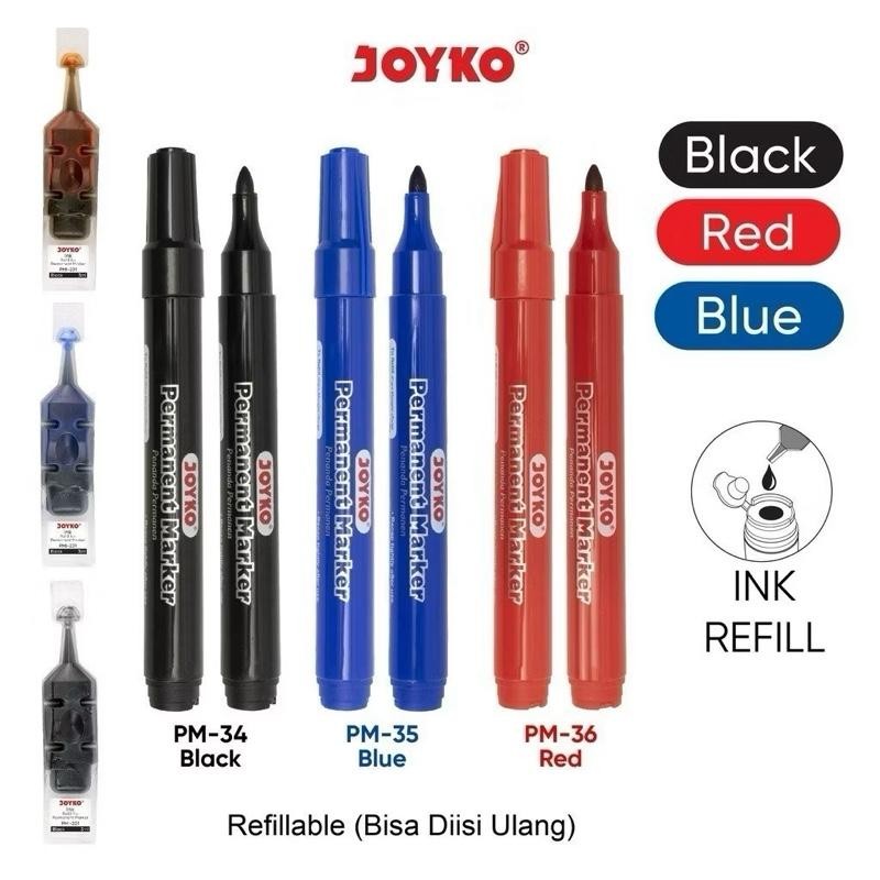 

[SB] Spidol Joyko Permanen Permanent Marker Joyko Warna Hitam / Spidol Permanent Black Bisa Isi Ulang Refill Tinta Spidol Tidak Bisa di Hapus Kantor Sekolah Alat Tulis