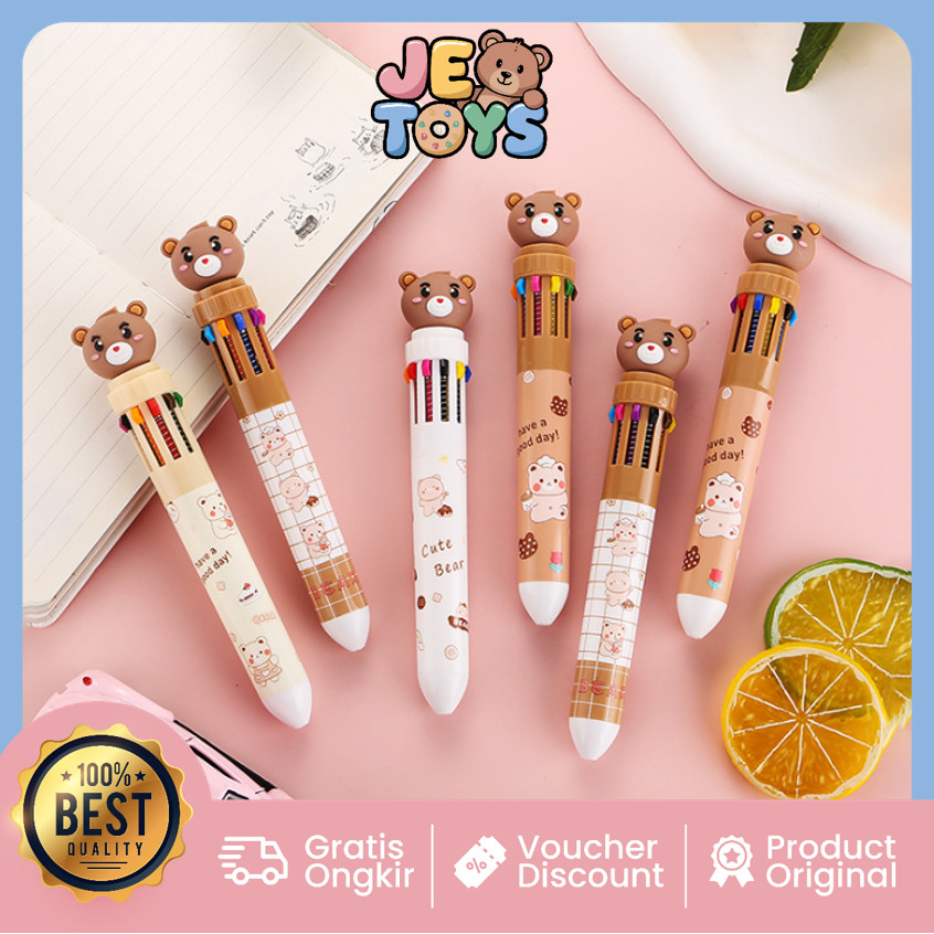 

Je Toys S6271 Bulpen Karakter Teddy Lucu Pulpen Mekanik 10 Warna Motif Teddy Bear 10 Warna Tinta