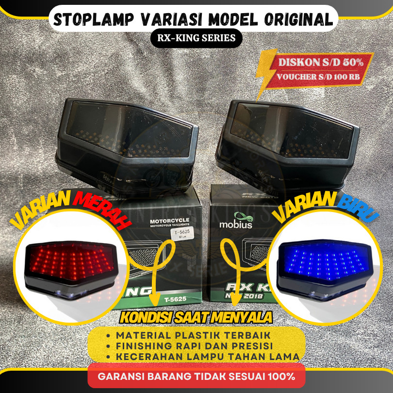 Stoplamp Lampu Belakang LED ORIGINAL COLOSEUM Motor Yamaha RX KING RXK RXS 3 IN 1 7 Mode Biru Merah