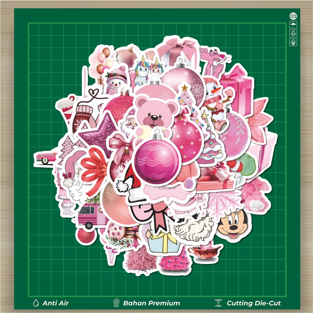 

HOT 50 PCS STIKER Stiker Pink Christmas Stiker Fashion Cars Decal Dingin Kartu Album Custom Vinyl Anti Air- Sticker Aesthetic Buku Journal Koper Casing HP Tablet Laptop Helm Motor Botol Minum
