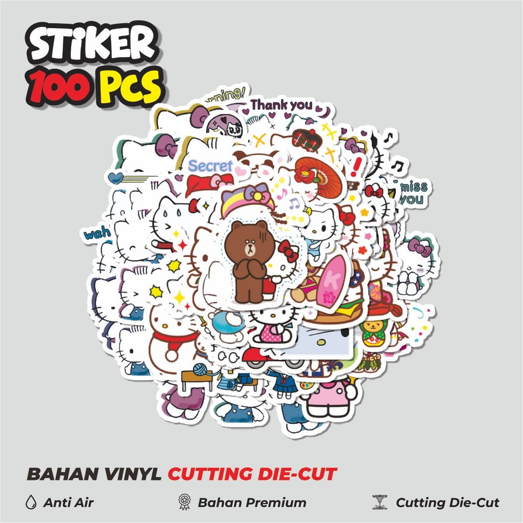 

Terbaru! 50 pcs Stiker Kartun Hello Kitty V5 Dekorasi Lucu Kreatif untuk Notebook, Skateboard, HP