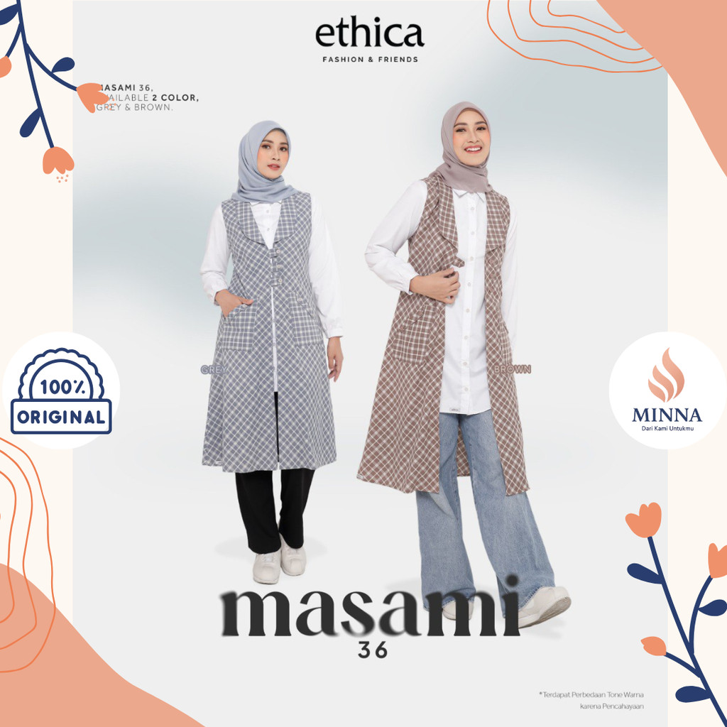 Ethica Outer Wanita Tanpa Lengan Kotak Kotak Masami 36