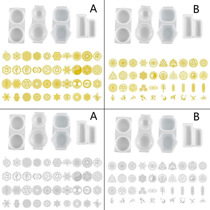

Jewelry Casting Molds Geometry Pendant Silicone Mold with Orgonite Sticker Resin Epoxy DIY Earring Jewelry Making Craft