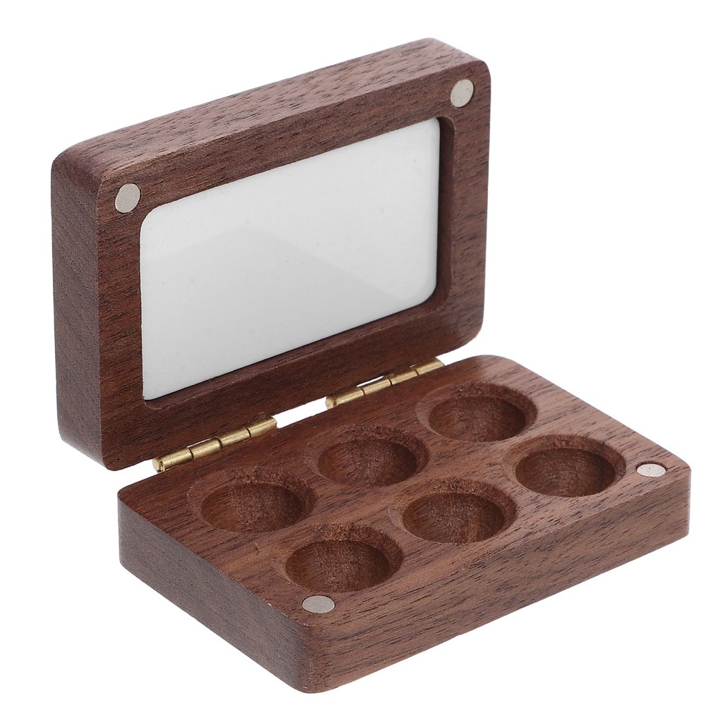 

Mini Watercolor Palette Black Walnut Wood Compact Empty Paint Box for Travel Portable Set Artist Use