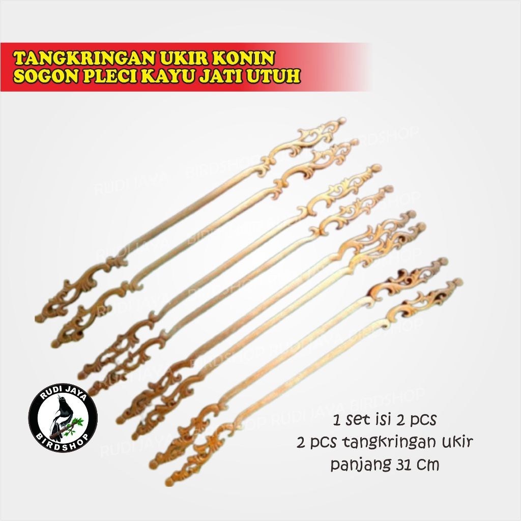 SEDIA TANGKRINGAN UKIR BURUNG KONIN SOGON PLECI KAYU JATI UTUH SANGKAR KANDANG BESI KAPSUL LOVEBIRD